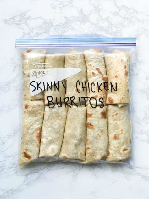 Easy Chicken Burrito Recipe | Happy Money Saver Burritos Chicken, Chicken Burrito Recipe, Freezer Burritos, Freezer Lunches, Chicken Freezer, Burrito Recipe Chicken, Frozen Burritos, Chicken Beans, Best Freezer Meals