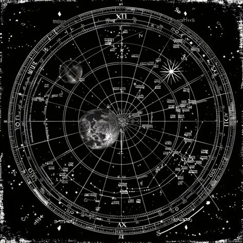 ↑↑↑ Larger size on website 🔸 The image is a celestial chart, a circular diagram depicting the constellations and stars. It has a  🔸 From Midjourney AI Image Circular Diagram, Celestial Chart, Other Planets, The Constellations, White Grid, The Zodiac Signs, Historical Documents, Detailed Image, Vintage Aesthetic