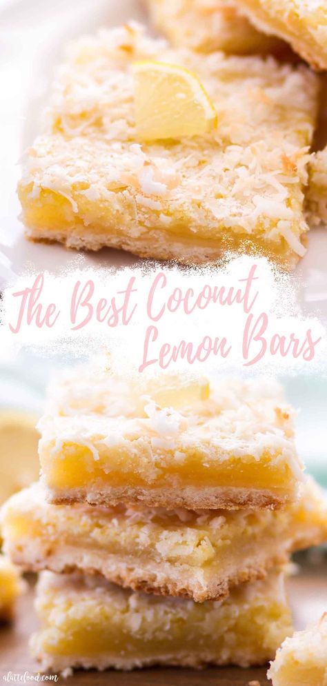 Coconut Lemon Bars, Coconut Shortbread, Lemon Coconut Bars, Homemade Lemon Bars, Lemon Bar Recipe, Classic Lemon Bars, Smores Dessert, Dessert Halloween, Citrus Recipes