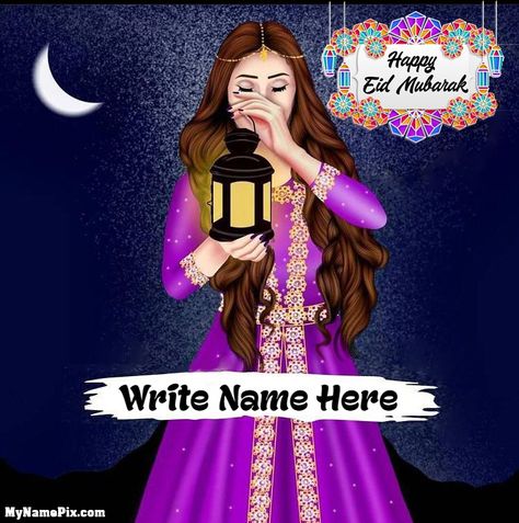 A beautiful happy Eid Mubarak status for girls on which you can write name of yours or your friends or relatives to wish an Eid ul Fitr 2021. Eid Mubarak Status, Happy Eid Mubarak, Eid Ul Fitr, Happy Eid, Girls Dpz, Eid Mubarak, For Girls, Happy Birthday