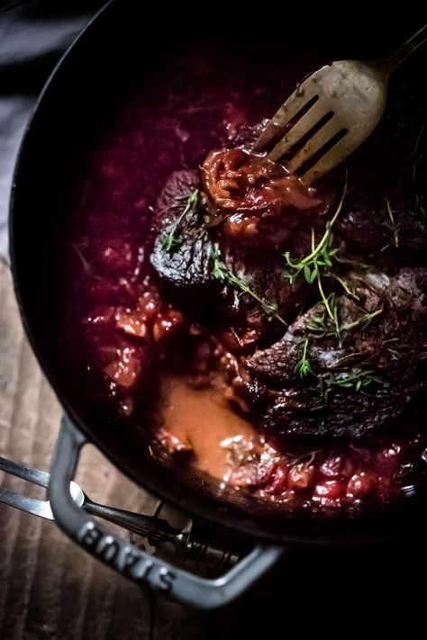 Cranberry Pot Roast - a simple festive recipe for beef roast, baked with fresh cranberries and roasted in the oven- tender, juicy and flavorful! Perfect for the holidays or a simple Sunday super.  #potroast #cranberries #cranberryrecipes #beef #beefroast #holidayrecipes #easy Braised Beef Recipes, Pot Roasts, Whipped Sweet Potatoes, Feasting At Home, Christmas Feast, Beef Roast, Hosting Thanksgiving, Cranberry Recipes, Awesome Recipes