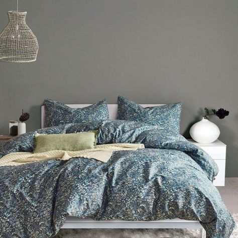 Floral Luxury Patterned Mixinni Duvet Bedding Blue Floral Duvet, Mountain Vacation Home, Flower Duvet Cover, 100 Cotton Duvet Covers, Print Duvet Cover, Duvet Cover Queen, Mountain Vacation, Sham Bedding, Blue Duvet