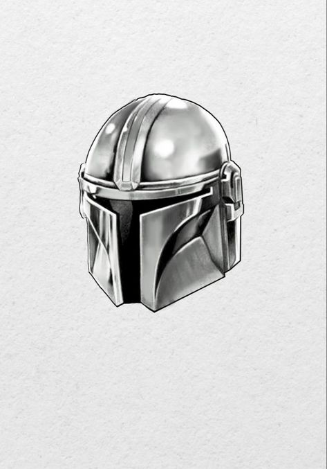 Mando Helmet Tattoo, Mando Helmet Drawing, Din Jarin Tattoo, Din Djarin Tattoo, Star Wars Helmet Art, Mandolarian Tattoo, Star Wars Helmet Tattoo, Mandalorian Tattoo Design, Mandalorian Helmet Drawing