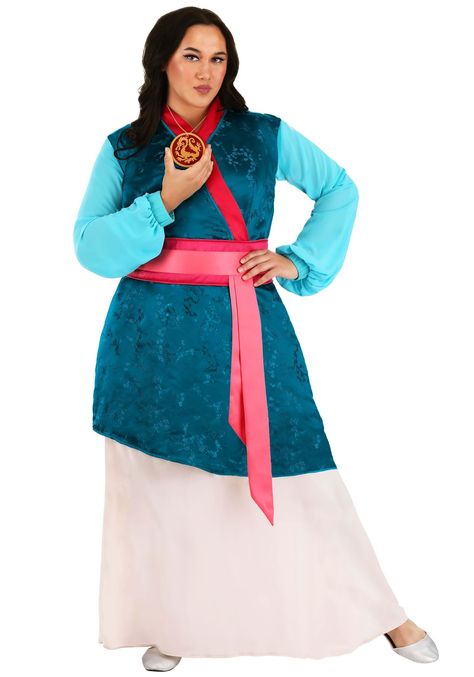 PRICES MAY VARY. DURABLE COSTUME: Mulan's spirit comes alive in this Plus Size Premium Disney Mulan Costume for Women, a blend of 57% polyester and 43% nylon for durability and comfort. This Mulan costume, with its soft and stretchy sleeves and underskirt, is not only visually appealing but also comfortable for extended wear, making it perfect for parties, cosplay events, or just for fun at home. CONVENIENT DESIGN: The Mulan dress is designed for ease of wear, featuring a pullover design with a Mulan Dress, Adult Princess Costume, Disney Characters Costumes, Kimono Style Dress, Pink Sash, Disney Mulan, Plus Size Costume, Character Costume, Black Costume