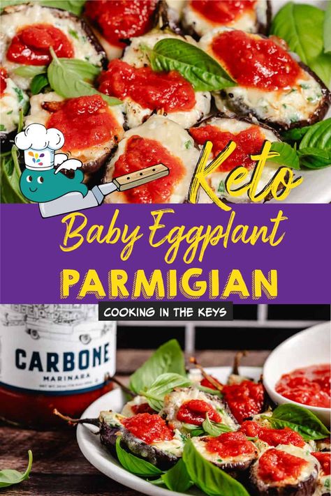 This eggplant parm recipe offers a twist on the classic Italian dish, made with baby eggplants. It is a healthier alternative with significantly unhealthy fats compared to the traditional fried version. Plus, they taste fantastic. Fairytale Eggplant, Tropical Appetizers, Italian Eggplant Recipes, Eggplant Parm Recipe, Eggplant Ricotta, Gluten Free Veggies, Baby Eggplant, Eggplant Parmigiana, Food Dolls