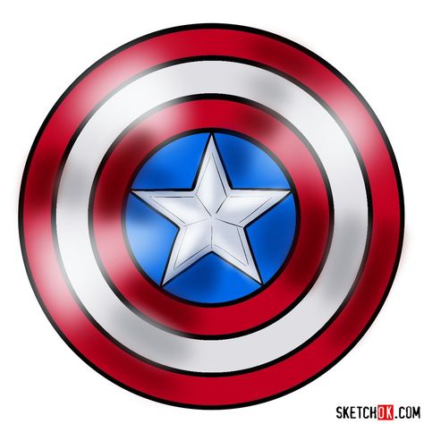 How to draw Captain America’s shield Captain America Easy Drawing, Captain America Doodle, Captain America Shield Drawing, Avengers Drawings Easy, Captain America Shield Art, Captain America Shield Tattoo, Shield Outline, Soulmate Tattoo, Captain America Drawing