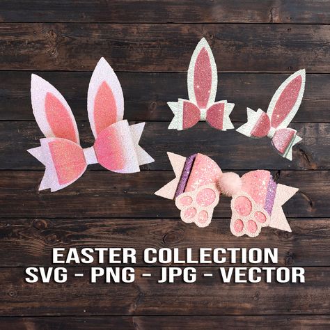 Easter Bunny Hair Bow Bundle SVG Vector Template Download by CaptainHobbyistShop on Etsy Cricut Leather, Bunny Hair Bows, Bunny Headband, Bunny Hair, Bow Svg, Bow Ideas, Bella Hair, Easter Bows, Bow Template