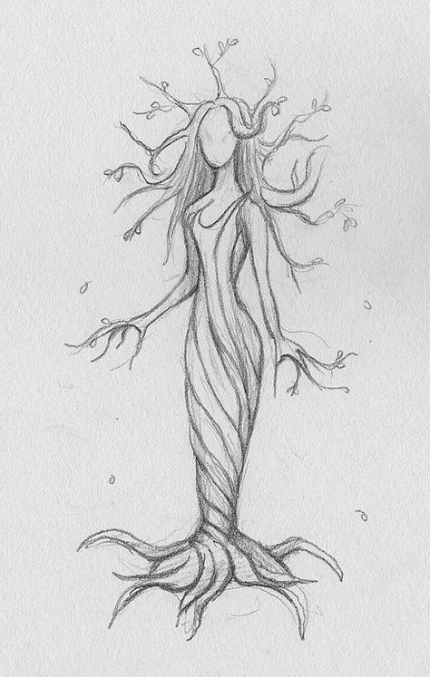 Personal Growth Drawing, Fairy Body Drawing, Tree Woman Drawing, Poison Tree Drawing, Poison Tree Tattoo, Mother Nature Drawing, Tree Tattoo Drawings, Easy Nature Drawings, Tree Drawings