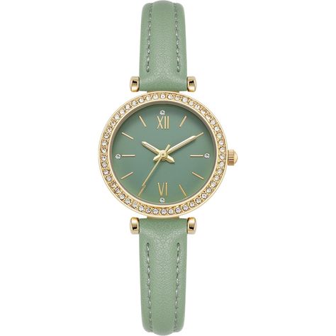 PRICES MAY VARY. 【 Fashion Design 】This round green dial with diamond inlay women's watch features a minimalist and fashionable design, making it versatile and fashionable. It can easily match any outfit and be suitable for different occasions. 【 High Quality and Durable 】 High quality breathable leather strap, green PU strap, durable and wear-resistant, paired with horseshoe buckle that can be adjusted according to personal habits, easy to clean 【 Precise Timing 】 Using Japanese quartz movement Travel Date, Watch Green, Rhinestone Watches, Beautiful Watch, Leather Strap Watch, Three Hands, Rhinestone Decor, Women Watches, Watches For Women