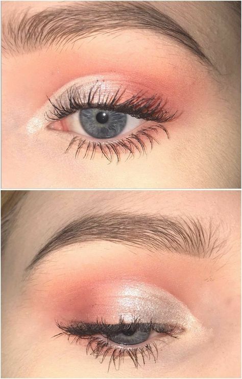 Natural Coral Makeup, Apricot Makeup Look, Natural Peachy Makeup, Peachy Eyeshadow Look, Peachy Eye Makeup, Peach Eyeshadow Looks, Peachy Makeup Look, Peach Makeup Look, Peachy Makeup