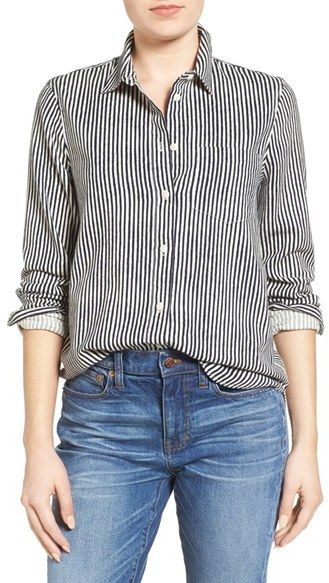 Women's Madewell Stripe Boyfriend Shirt Striped Boyfriend Shirt, Madewell Style, Pregnancy Looks, Boyfriend Shirt, Roll Up, Knitted Pullover, Striped Shirt, Shirt Sleeves, Work Outfit