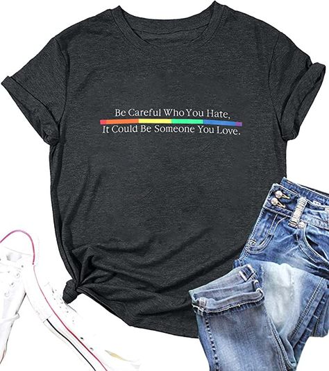 LGBT Gay Pride T Shirt Women Pride Rainbow Graphic Tee Shirt Funny Lesbian Short Sleeve Tee Tops Funny Lesbian, Lesbian Shirt, Lesbian Humor, Pride T Shirt, Lesbian Shirts, Rainbow Graphic, Funny Tee Shirts, Pride Rainbow, Graphic Tee Shirt