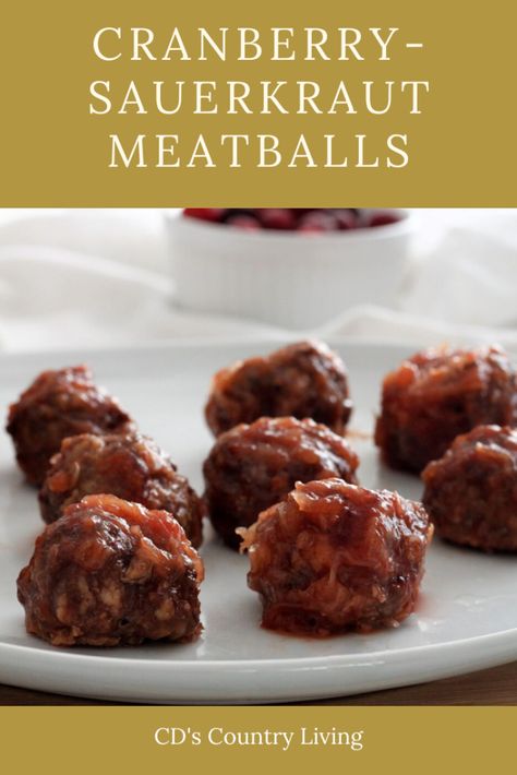 Cranberry Sauerkraut Meatballs, Saurkraut And Meatballs, Saurkraut And Cranberry Meatballs Crockpot, Meatballs With Sauerkraut, Recipes Using Sauerkraut, Sauerkraut Meatballs, Bacon Cheddar Puffs, Cooking Sauerkraut, Appetizers Appetizers