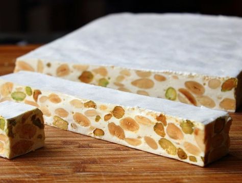 How To Make Nougat At Home, How To Make Nougat, Nougat Recipe, Cooking Projects, Classic Candy, Caramelized Sugar, Candy Thermometer, Candied Fruit, Toasted Almonds