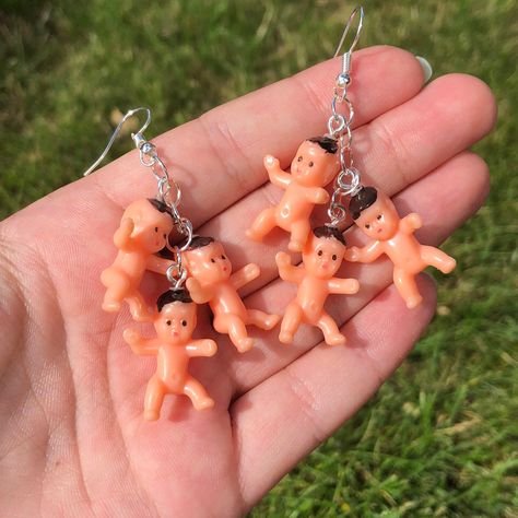 Look what I just found on Depop 🙌  https://depop.app.link/BR9LxzbIQ7 Tiny Plastic Babies, Silly Earrings, King Cake Baby, Crazy Earrings, What To Make, Funky Jewelry, Fun Earrings, Barbie Girl, Handmade Accessories