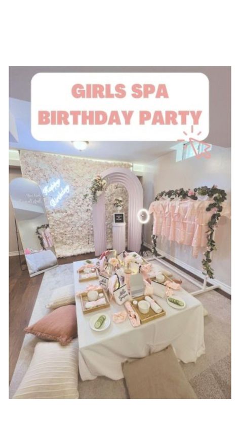 spa Girls Spa Party Ideas Kids, Spa Birthday Decorations, Spa Night Party, Dream Sleepover, Spa Party Theme, Spa Party Decorations, Spa Sleepover Party, Spa Day Party, Spa Girl