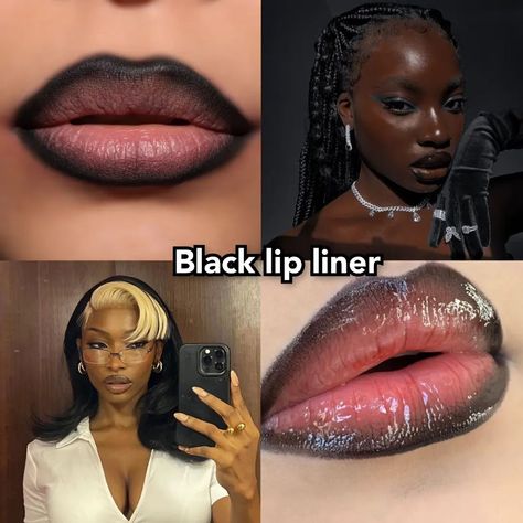 Which one do you choose?? #lipliner #redlipliner #cheerylipliner #brownlipliner #blacklipliner #pinklipliner #foryoupage #foryou Black Lip Liner With Gloss, Lip Liner With Gloss, Black Lip Liner, Makeup Idea, Black Lips, Black Liner, Dark Skin Makeup, Beauty Make Up, Lip Liner