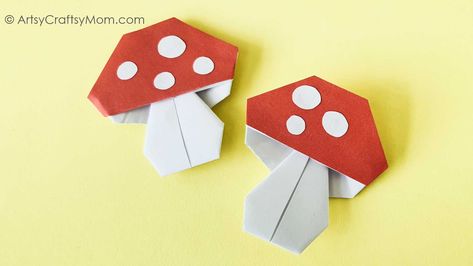 Practice your folding skills with this Easy Origami Mushroom Craft! Perfect for kids of all ages, as well as beginners to Origami! With animated movies, the strangest things have become popular characters, like penguins, meerkats, warthogs, crabs, and snowmen. While it doesn't seem that strange for animals and birds, no one would have ever thought that a fungus could become popular, but with mushrooms, that's exactly what happened! A common doubt is this: are mushrooms plants? Well, the thing ab Origami Mushroom, Toadstool Craft, Fun Origami Crafts, Mario Crafts, Origami Tutorial Easy, Ghost Crafts, Mushroom Crafts, Waldorf Crafts, Fun Fall Crafts