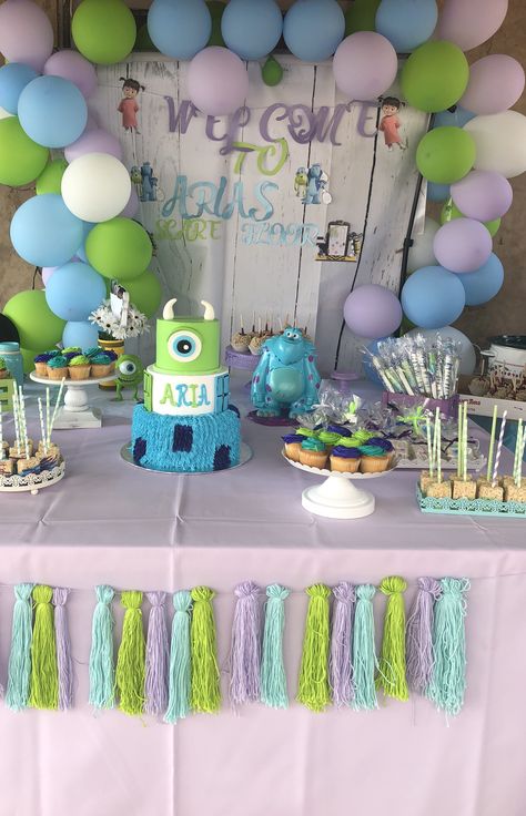 Monsters Inc Table Centerpiece, Monsters Inc Table Decorations, Monsters Inc Dessert Table, Monsters Inc Decorations, Monsters Inc Party, Monster Ink, Monsters Inc Baby Shower, Pixar Party, Monsters Inc Baby