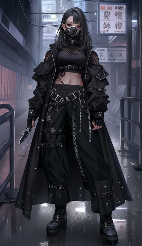 Techwear Female Outfits, Cyberpunk Outfit Women, Techwear Anime, Animated Clothing, Techwear Women, Cyberpunk Female, Dystopian Fashion, Techwear Outfits, Cyberpunk Clothes