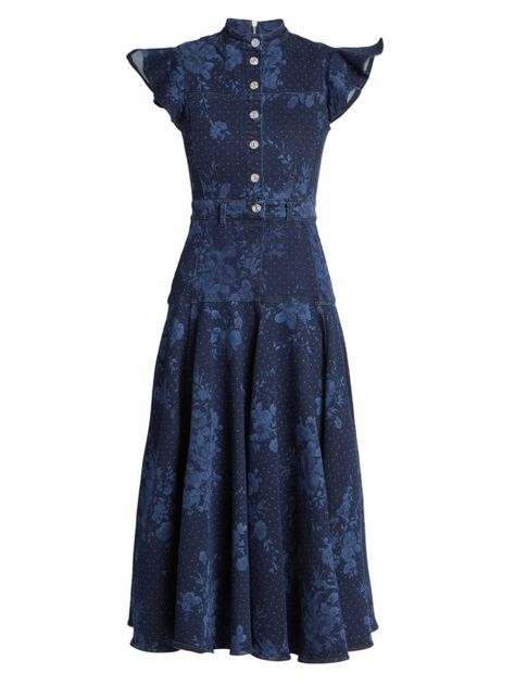 Erdem Dress, Gamine Style, Professional Outfits Women, Denim Midi Dress, Cotton Midi Dress, Professional Outfits, Blue Midi Dress, Types Of Fashion Styles, Cotton Dress