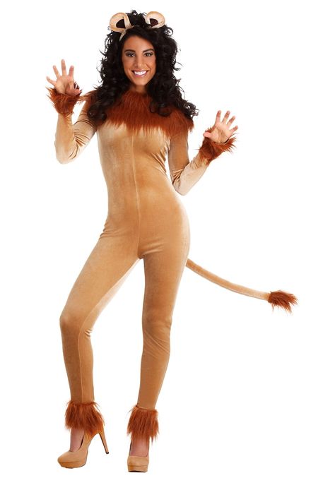 PRICES MAY VARY. Size: Small COSTUME INCLUDES: This Fierce Lion Costume for women comes with a tan velour bodysuit outfitted with brown faux fur details and an attached faux fur tail. It also comes with a plastic headband that features soft-sculpted lion ears. FROM FUN COSTUMES: We take cosplay and costume fun seriously, and with experience decades in the making, we're proud to offer a wide selection of costumes in the most popular themes. Sexy animal costume themes are always popular costume ch Lion Costume Women, Tan Jumpsuit, Fierce Lion, Cat Headband, Lion Costume, Bodysuit Costume, Cat Ear Headband, Animal Costumes, Tan Body