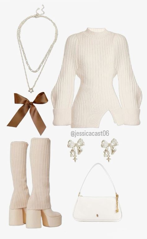 Comfy Winter Outfits Coquette, Winter White Outfit Dressy, Elegant But Cute Outfits, Ingenue Outfits Winter, Oldmoney Outfit Woman Winter, Coquette Winter Outfits Pants, Coquette Airport Outfit, Cute Girly Winter Outfits, Princess Winter Outfits