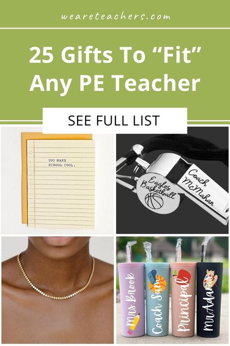 Pe Teacher Gift Ideas, Pe Coach Gift Ideas, Female Pe Teacher Outfits, Gym Teacher Appreciation Gifts, Pe Teacher Appreciation Gifts, Physical Education Teacher Gifts, Middle School Teacher Gifts, Gym Teacher Gifts, Gifts For Coaches