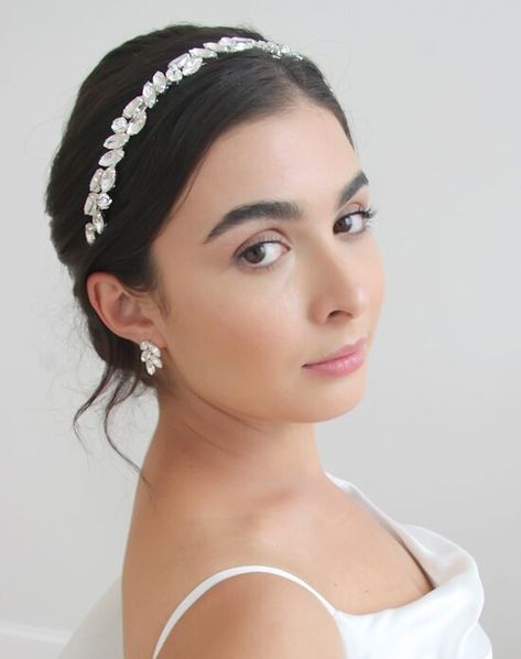 Hairpiece Wedding, Headband Wedding Hair, Bridal Hairpiece, Headband Wedding, Silver Headband, Angel Aura Quartz, Crystal Headband, Rhinestone Headband, Crown Headband