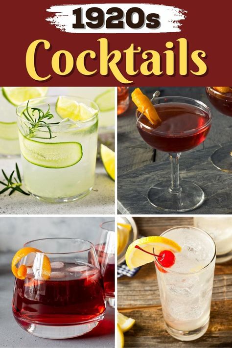 Let's go back to the era of flappers, speakeasies, and bootleggers with this list of iconic 1920s cocktails. Trust me, they're worth facing the Prohis! 1920s Cocktails, Speakeasy Cocktails, Prohibition Cocktails, Sake Cocktails, Easy Party Drinks, Japanese Cocktails, Prohibition Party, Sake Cocktail, Speakeasy Party