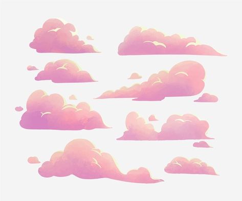 Cloud Illustration Art, Pink Clouds Drawing, Cloud Illustration Drawing, Coloring Clouds, Drawings Of Clouds, Clouds Art Drawing, Cloud Illustration Design, Illustrative Clouds, Cute Cloud Illustration