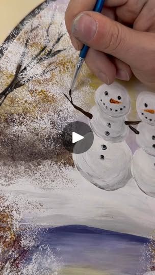 How To Paint A Snowman Step By Step, Emily Seilhamer Art, Painting A Snowman, Snowman Painting On Wood, Simple Christmas Paintings On Canvas, Snowman Acrylic Painting, Painted Snowmen, Snow Decor, Snowmen Pictures