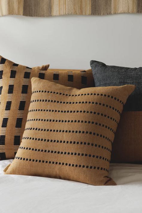 A coordinated grouping of our new Tan pillows, ready to complete any room in your home. -Berta Pillow - (1) 20x20" -Karo Pillow - (1) 20x20" -Bati Pillow - (1) 18x18" Karo Tribe, Tan Throw Pillow, Western Pillows, Tan Pillows, Cream Throw, Soft Throw Pillows, Sofa Pillows Arrangement, Cushion Cover Designs, Wood Room