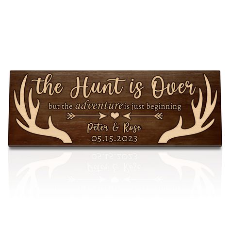 PRICES MAY VARY. 🦌UNIQUE WEDDING GIFT🦌This antler wedding wooden plaque is a beautiful addition to any wedding party, photography, bridal shower, hunt, housewarming gift or anniversary, a keepsake love sign for newlyweds, groom, bride, parents, family, It can be kept as a treasured memory for years and makes a great vintage wedding decoration. 🌲SIZE AND MATERIAL🌲This antler wedding sign measures 15" x 6" and is 0.35" thick, crafted from rustic pine wood that will add a touch of vintage charm Antler Wedding Decor, Deer Antler Wedding, Memorable Wedding Gifts, Wedding Gifts For Couple, Antler Wedding, Wooden Wedding Signs, Laser Ideas, Wedding Scene, Vintage Wedding Decorations