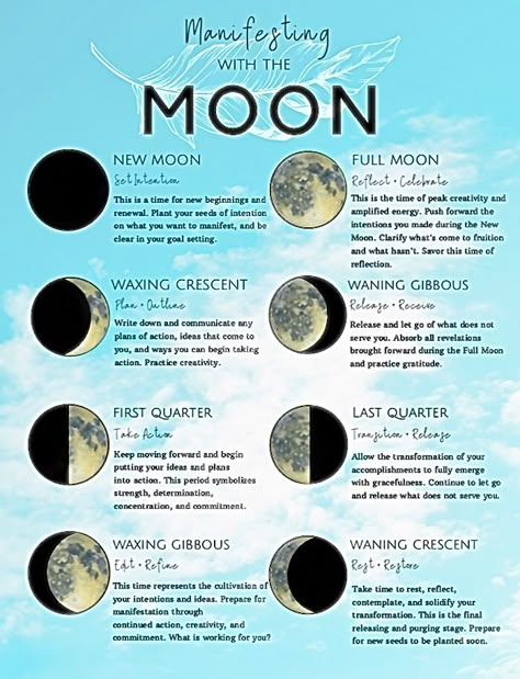 Moon Information, New Moon Full Moon, Moon Meaning, The Phases Of The Moon, Moon Astrology, Moon Reading, New Moon Rituals, Wiccan Magic, Moon Journal