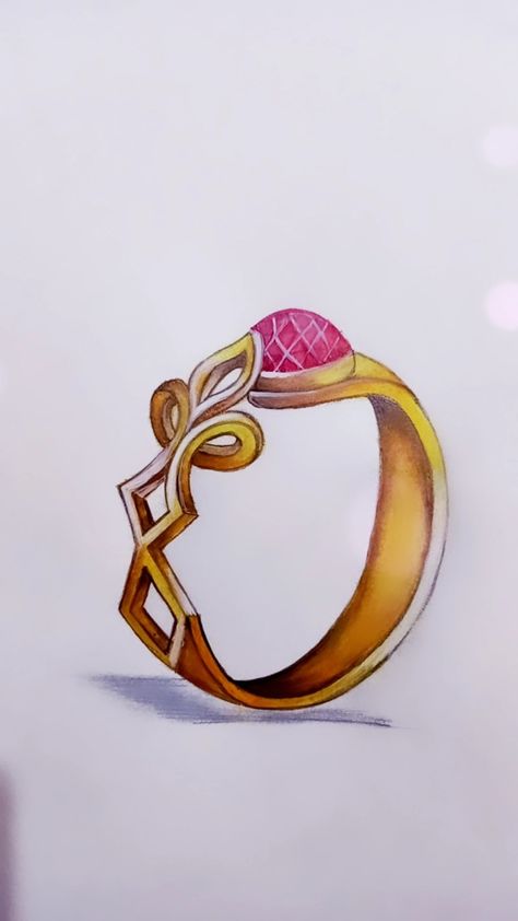 Ring Sketch, Accessories Illustration, Flower Sketches, Traditional Motifs, Golden Ring, Design Drawings, Fashion Design Drawings, Jewellery Design, Designs To Draw