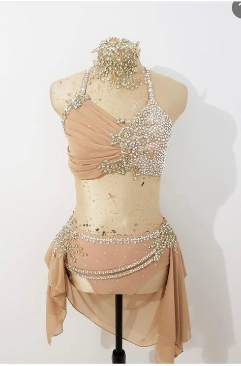 How To Make A Dance Costume, Gold Lyrical Dance Costumes, Unique Dance Costumes, Dance Outfits Lyrical, Dance Outfits Competition, Lyrical Costumes Solo, Contemporary Costumes Solo, Dance Duet Costumes, Jazz Solo Costumes