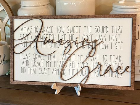 Amazing Grace 3D Laser Cut Wood Sign Custom Sizing Laser Cut - Etsy Laser Signs, St. Patrick’s Day, Cat Wine, Laser Cut Wood Crafts, Laser Engraved Ideas, Christmas Farm, Cnc Projects, 3d Laser, Engraved Gifts