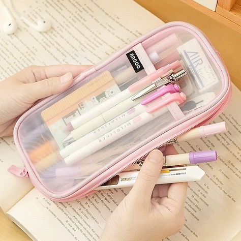 Stationary Bag, Stationary Box, Large Pencil Case, Kawaii School, Cute Stationary School Supplies, Pencil Case Pouch, Clear Makeup, Office Organizer, Clear Makeup Bags