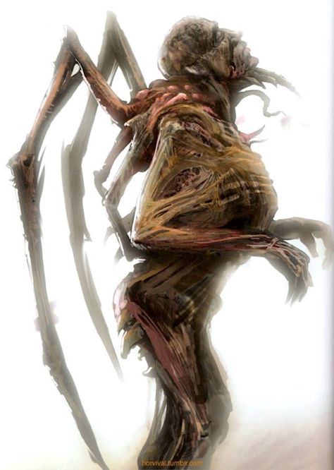 Twisted anatomy of a necromorph, from the book The Art of Dead Space. - Horror Games Dead Space Necromorph, Zombie Rpg, Nightmare Fuel, Survival Horror Game, Horror Monsters, Creepy Pictures, Alien Concept, Dead Space, Fantasy Monster