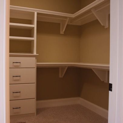 Corner Closet Design Ideas, Pictures, Remodel, and Decor Walk In Closet, Closet Organization, Walk In, Drawers, Shelves, Square, Bedroom, Closet, White