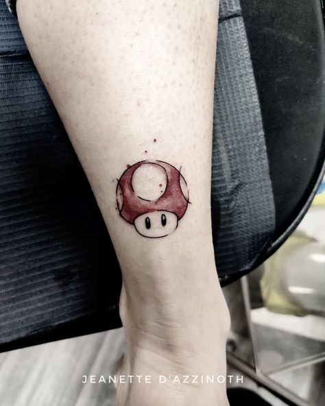 Mario Toad Tattoo, Toad Tattoo Mario, Super Mario Toad, Toad Tattoo, Toad Mario, Tattoo On Ankle, Mario Toad, Ankle Tattoo, 18th Birthday