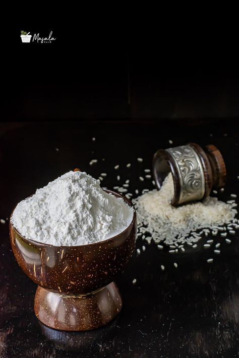 How to prepare Rice Flour at Home | Homemade Rice Flour - Masalakorb Product Photoshoot, Healthy Food Guide, Arroz Frito, Rice Powder, Food Product, Indian Snacks, Dress Classy, Gluten Free Flour, Rice Flour