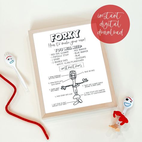 Make Your Own Forky, Toy Story Theme, Digital Signs, Modern Party, Up Party, Birthday Toys, Favors Sign, Standard Paper Size, Toy Story Party