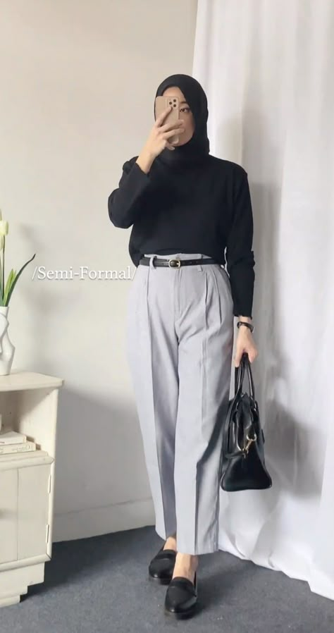 Summer Work Outfits Hijab, Hijab Outfit Work Offices, Formal Look Hijab, Ootd Kerja Casual, Ootd Office Work Hijab, Hijab Formal Outfit, Hijab Work Outfit, Office Outfits Women Hijab, Outfit Kuliah Hijab