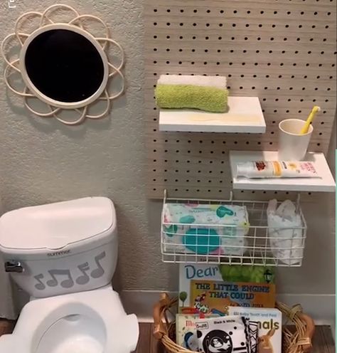 Potty Training Station, Montessori Kitchen Station, Potty Station, Toddler Self Care Station, Self Care Station, Montessori Toddler Rooms, Toddler Bathroom, Toddler Play Area, Toddler Toilet