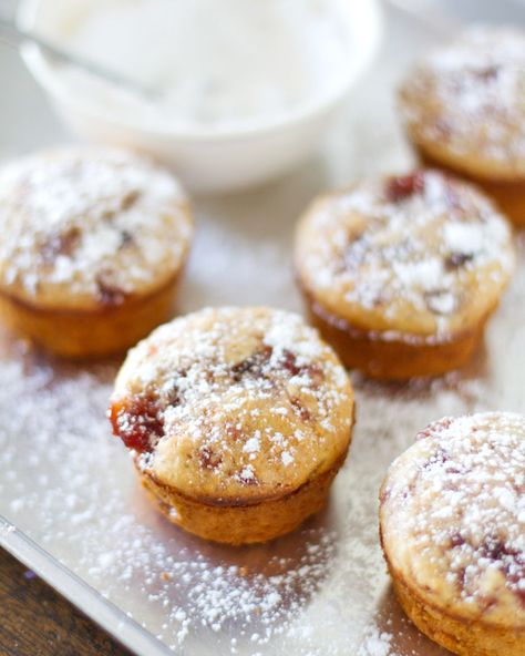 Strawberry Jam Muffins These have no sugar added. When picking the jam, use sugar free or low sugar. Maybe try with whole wheat flour! Strawberry Jam Muffins Recipe, Strawberry Jam Muffins, Jam Muffins, Pinch Of Yum, Easy Foods, Delicious Sweets, Muffin Tins, Breakfast Options, Strawberry Jam