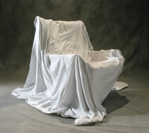 Furniture Covered In Sheets, Dust Covered Furniture, Drape Blanket On Chair, Draped Fabric Reference, Drawing Draping Fabric, Draped Fabric Photography, Fabric Draped Over Person, Dust Cover, Furniture Fabric