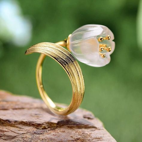 Lotus Ring, Flower Rings, Lily Of The Valley Flowers, Silver Flower Ring, Handmade Fine Jewelry, Gold And Silver Rings, 18k Gold Ring, Sterling Silver Flowers, Fashion Ring