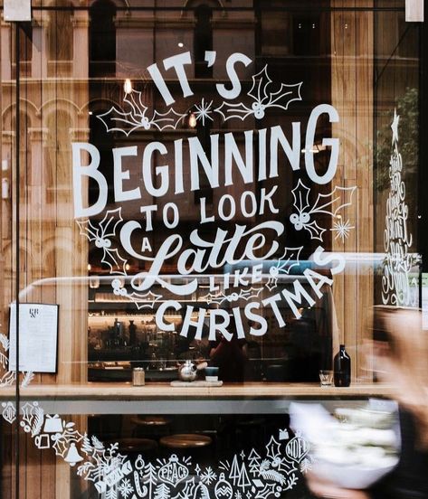 Spring Board, Coffee Shop Signs, Window Mural, Christmas Window Painting, Window Illustration, Cafe Sign, Christmas Window Display, Diy Rustic Decor, Shop Front Signage